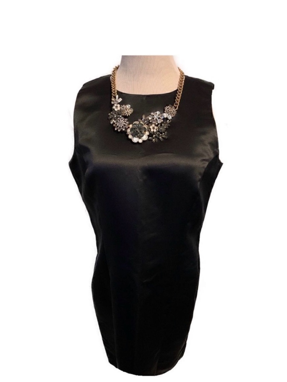 Black Satin Sheath Dress